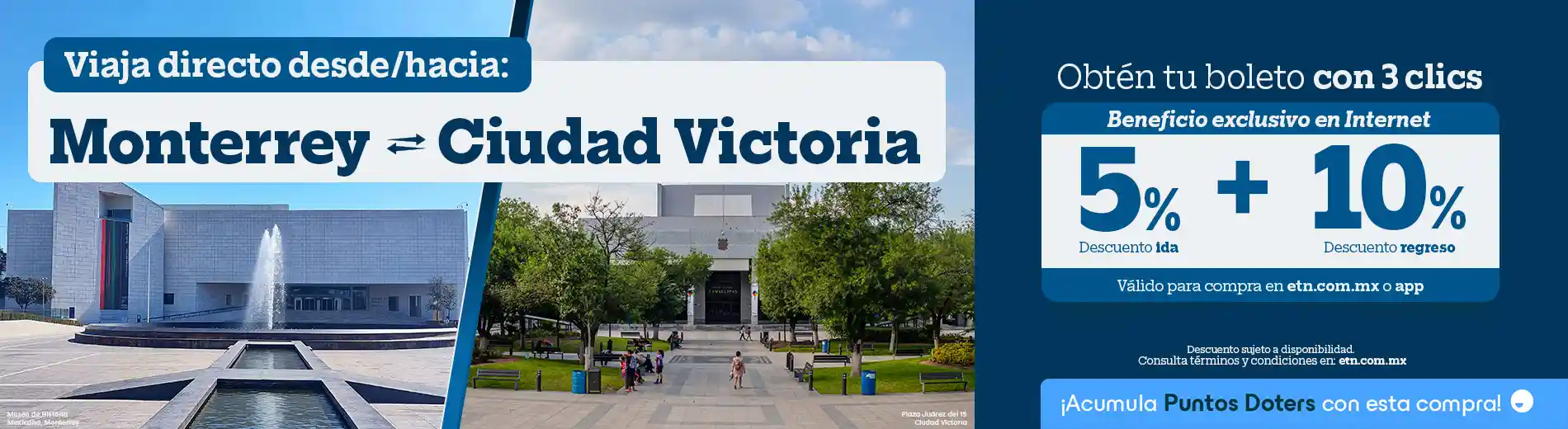 Viaja directo desde Monterrey - Ciudad Victoria con ETN Turistar