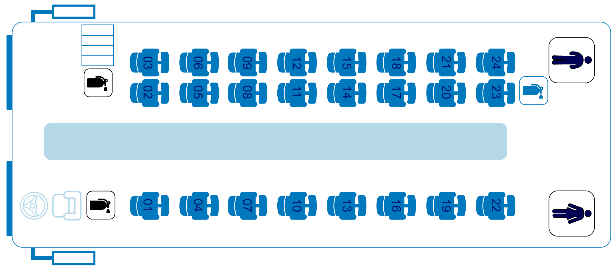 Esquema de Autobus 24 asientos Turismo Gran Clase ETN Turistar